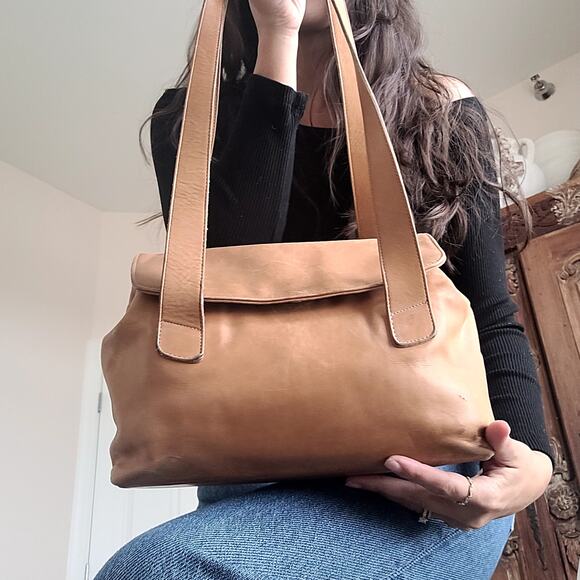 Vtg Coach Riverside Bag Tan Leather Shoulder bag Purse - Picture 1 of 8